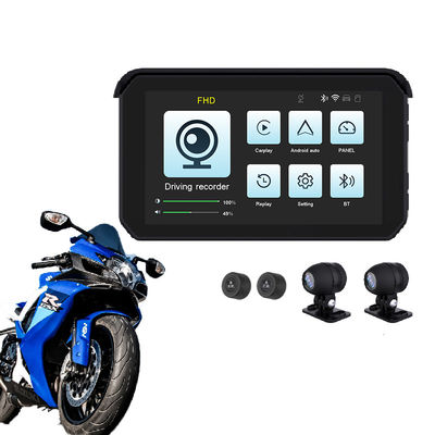 Motorfiets Dash Cam 5 inch Extern touchscreen met universele montage en CarPlay