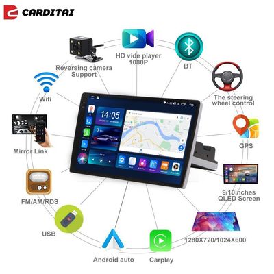 9" 2K scherm 2DIN Car Radio met Android 10 OS en Carplay/Android Auto compatibiliteit