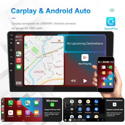 QLED-scherm Android 9/10 inch 4G RAM 64G ROM Double Din Car MP5 Player met aangepaste gebruikersinterface