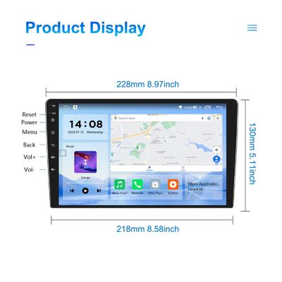 QLED-scherm Android 9/10 inch 4G RAM 64G ROM Double Din Car MP5 Player met aangepaste gebruikersinterface