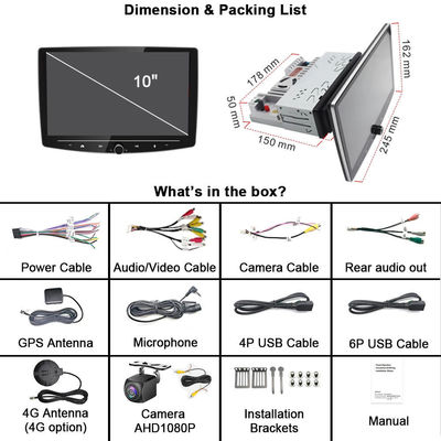 Allwinner A100 Android 10.0 Car Audio Navigation met Bluetooth AHD Camera GPS Scherm